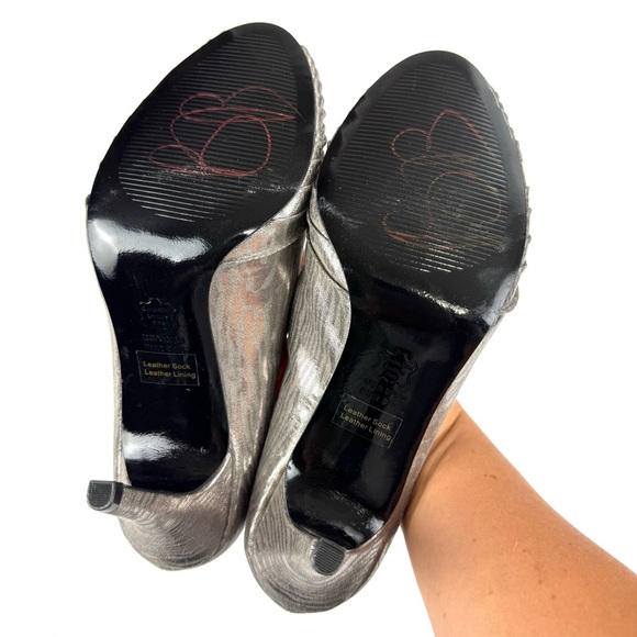 Adrianna Papell Women's 8.5 Silver Sparkling Heels Open Toe Party Stiletto Shoes - Picture 6 of 11